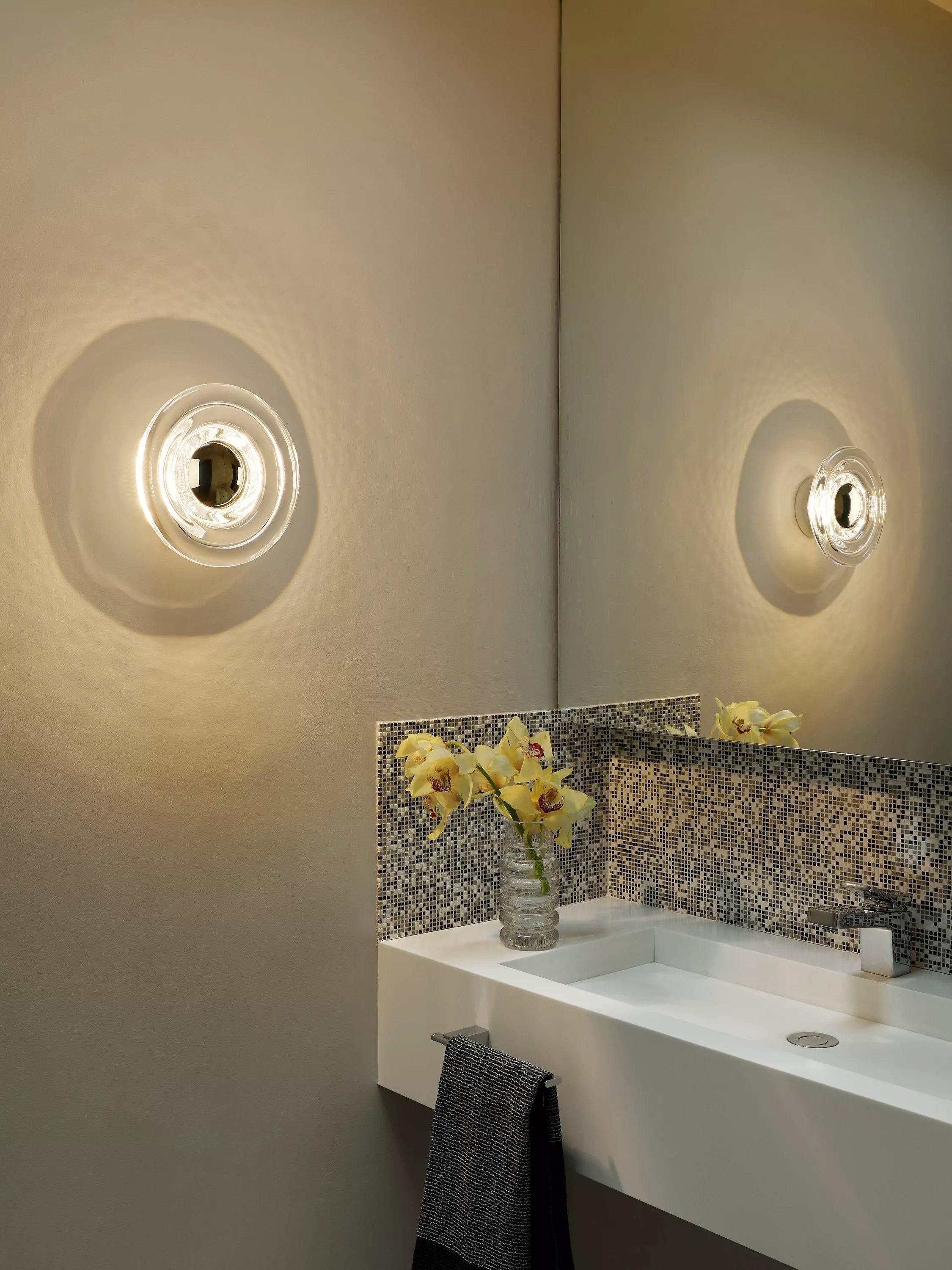Tom Dixon Press Glass Surface Mini LED Wall Light, clear, imported from the UK
