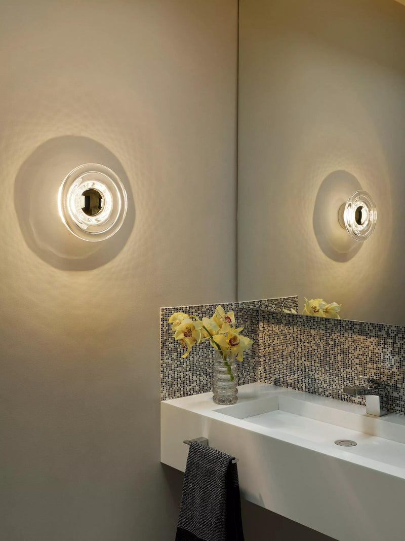 Tom Dixon Press Glass Surface Mini LED Wall Light, clear, imported from the UK
