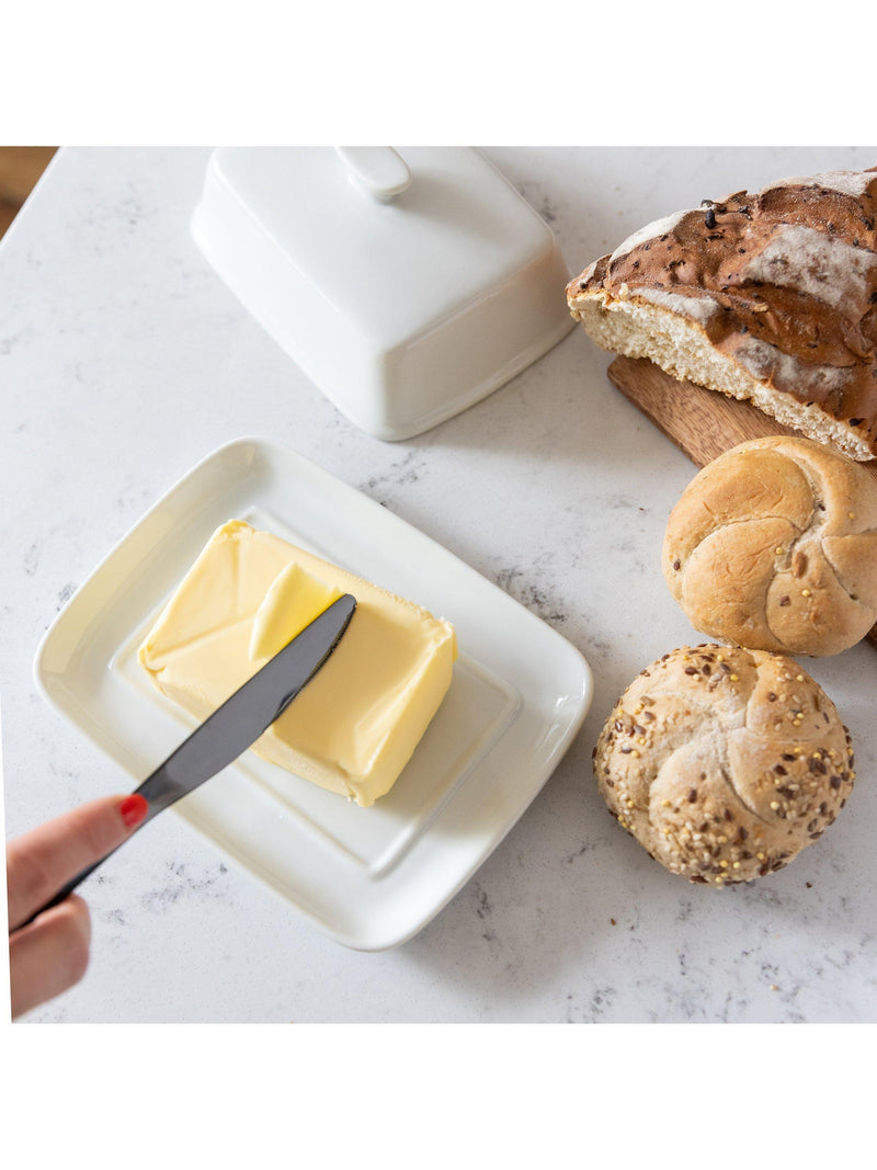KitchenCraft porcelain butter dish white, UK version