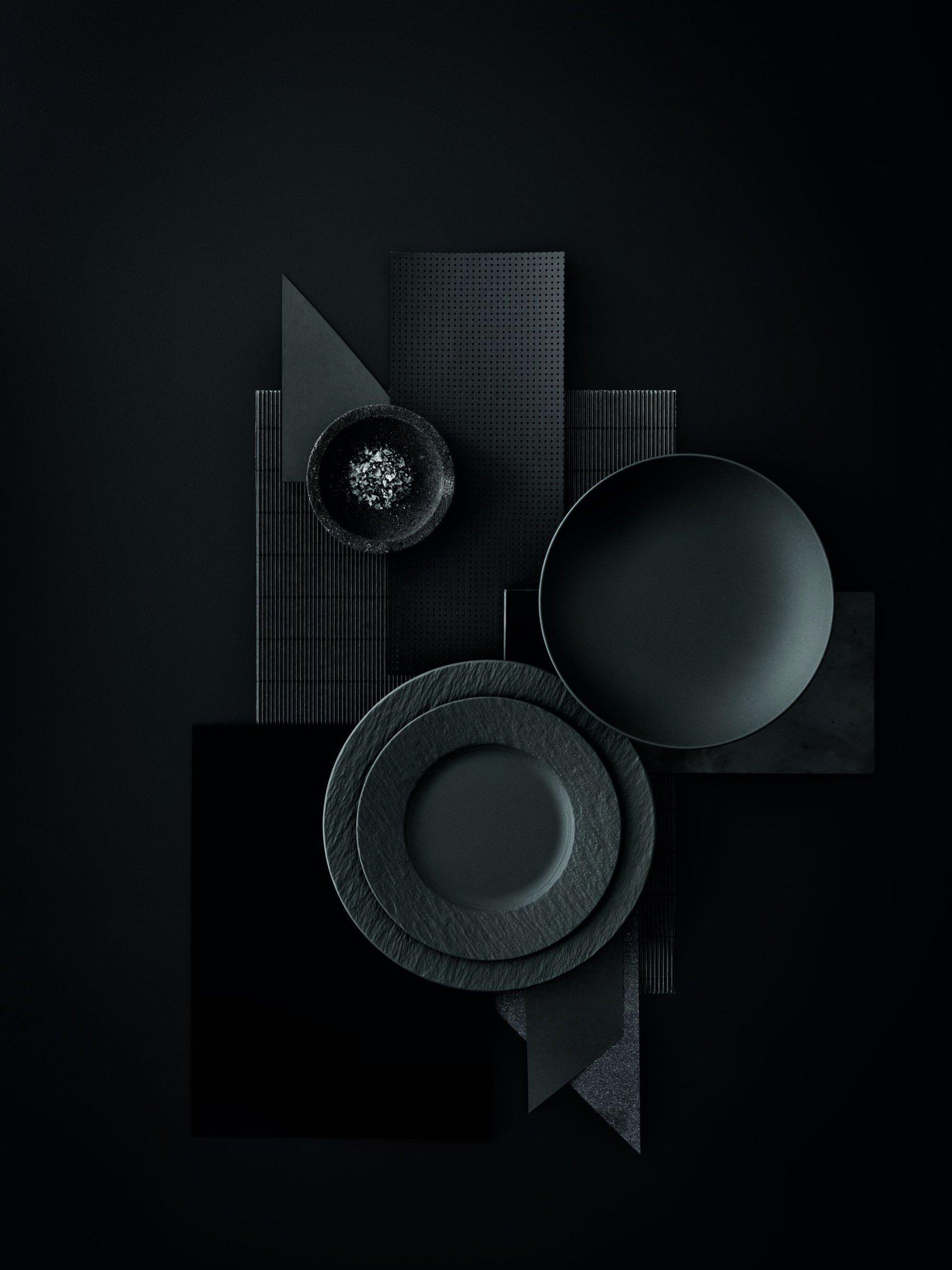 Villeroy & Boch black porcelain salad plate set of 2, 22cm (British brand)