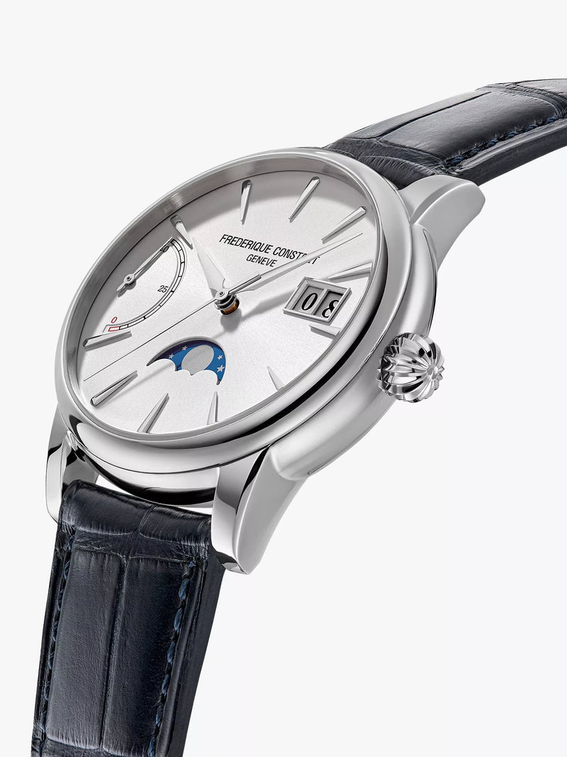 Frederique Constant Classic Power Reserve watch 40mm blue leather strap, UK version