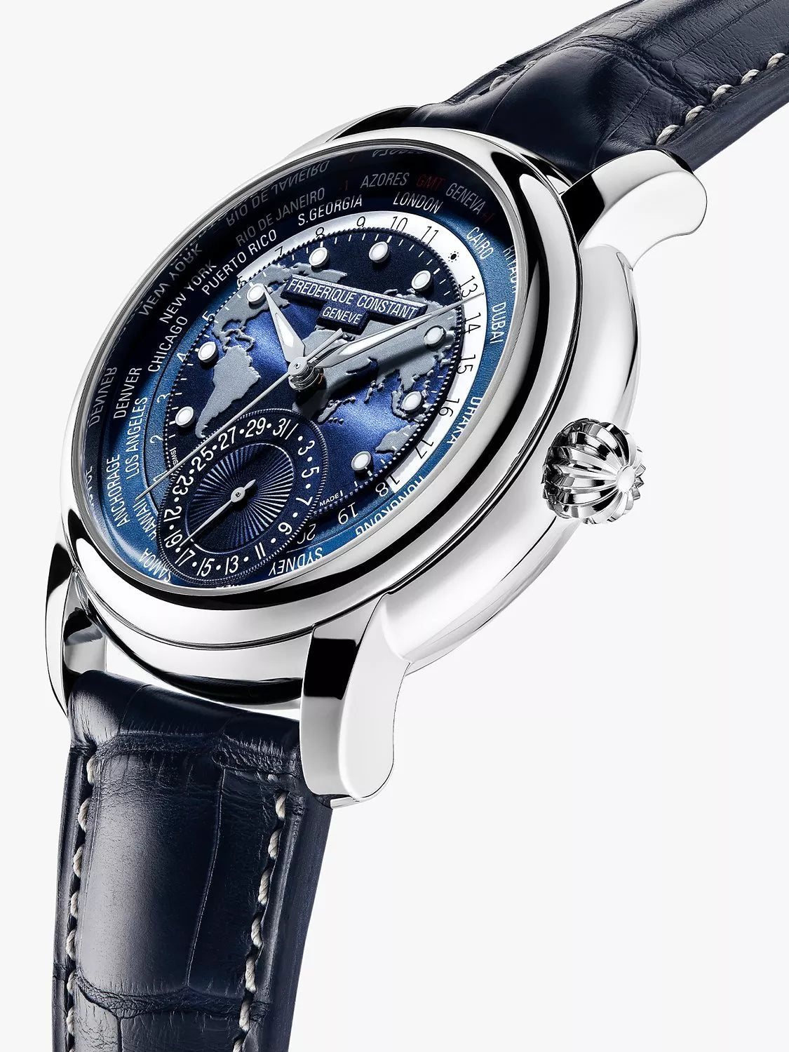 Frederique Constant Worldtimer automatic watch blue dial - British product