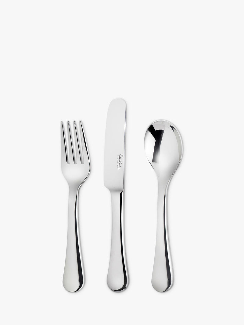 Robert Welch Radford Bright stainless steel children's cutlery set 3 piece, imported from the UK