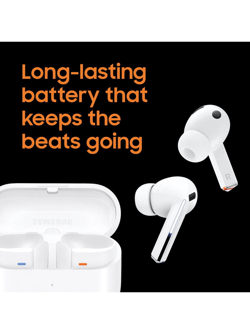 Samsung Galaxy Buds3 Pro white wireless earbuds, imported from the UK