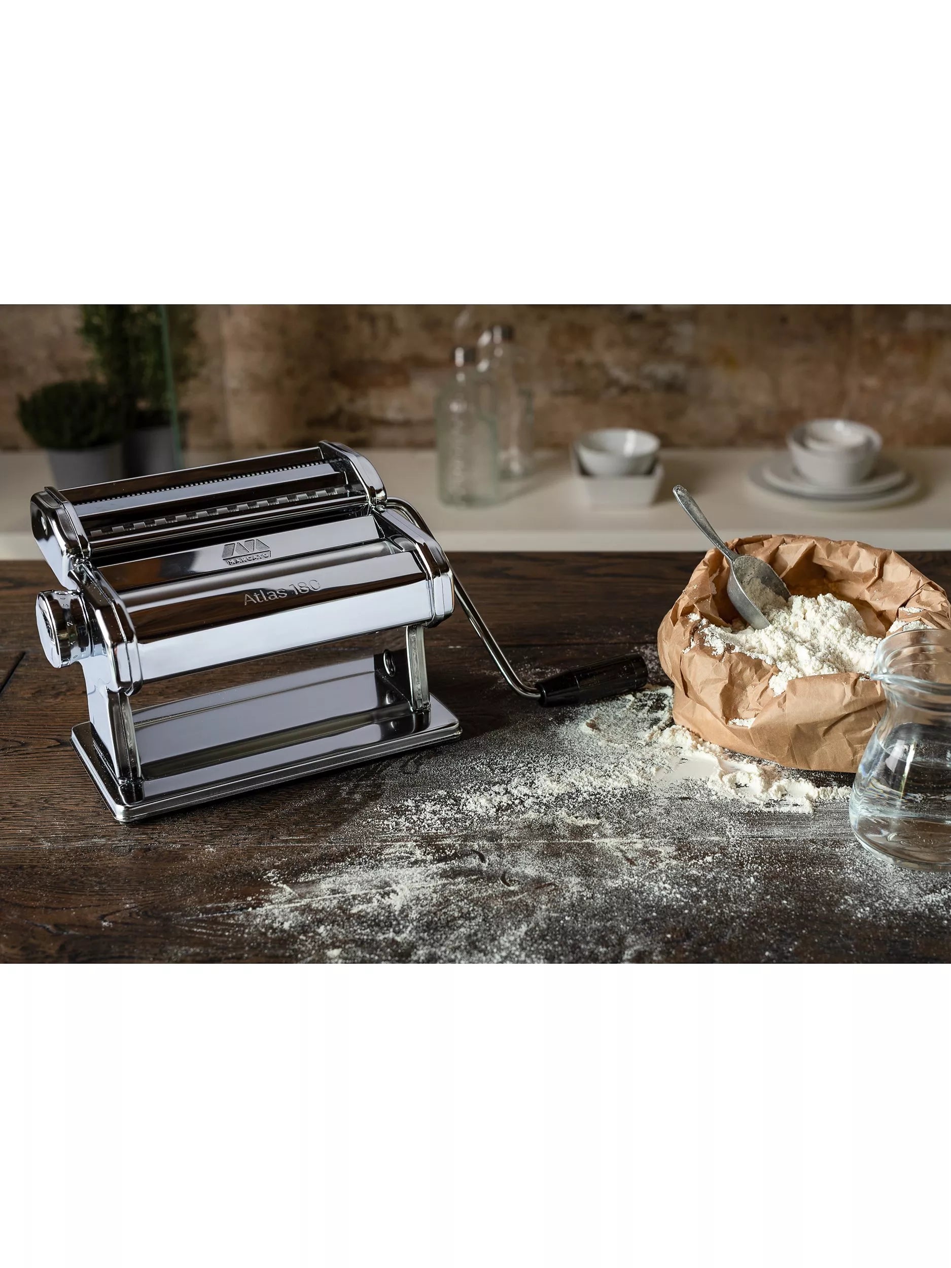 Marcato Atlas Roller 180 Pasta Machine in Silver Chrome, imported from the UK