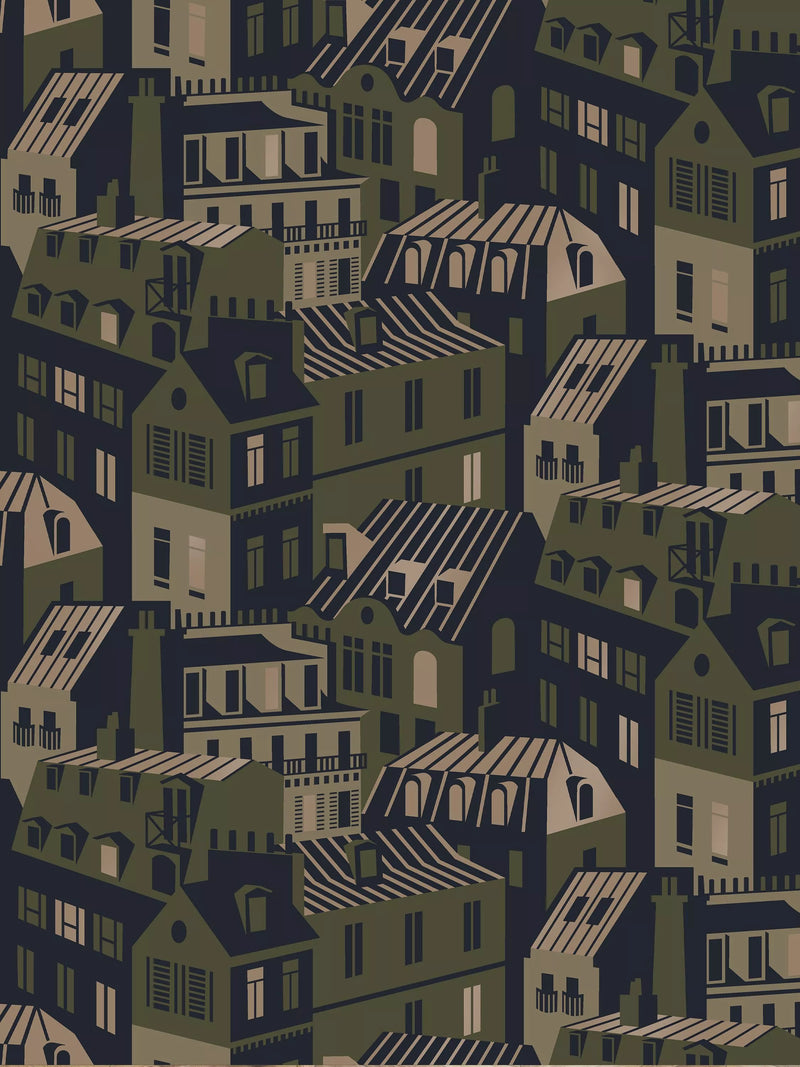 Mini Moderns Emma's Apartment Wallpaper - Olive/Gold MMTLG06OL