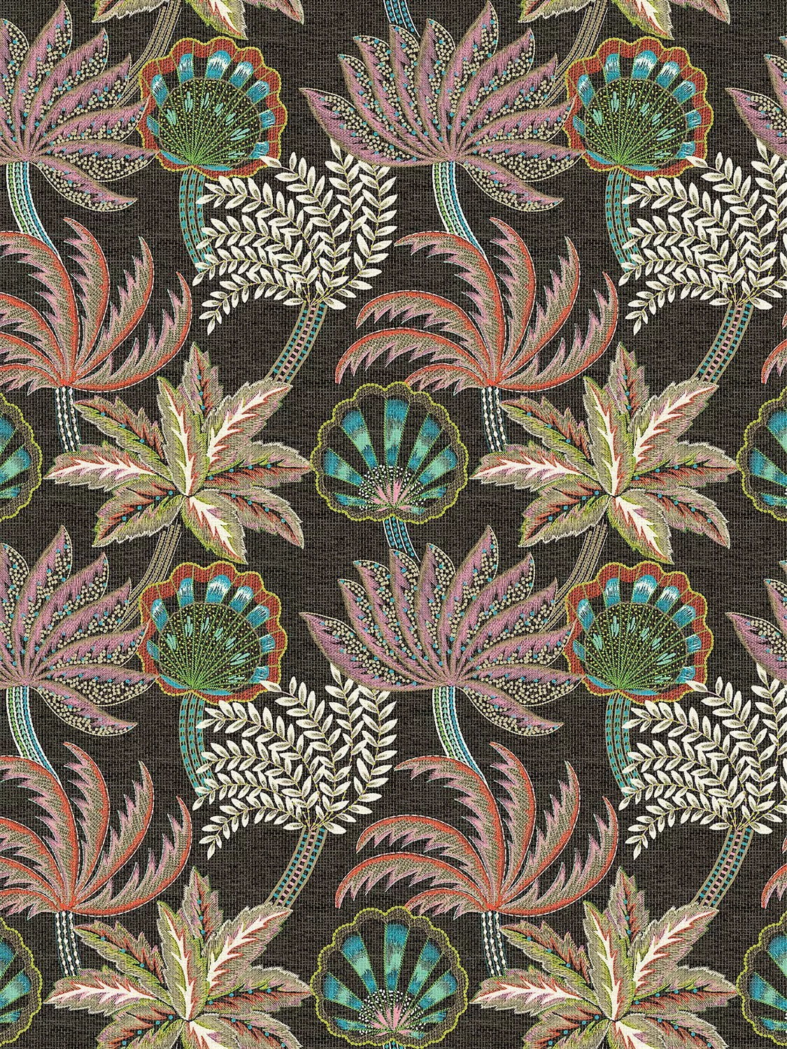 Osborne & Little Ravenala Wallpaper, Charcoal/Blush W7857-04