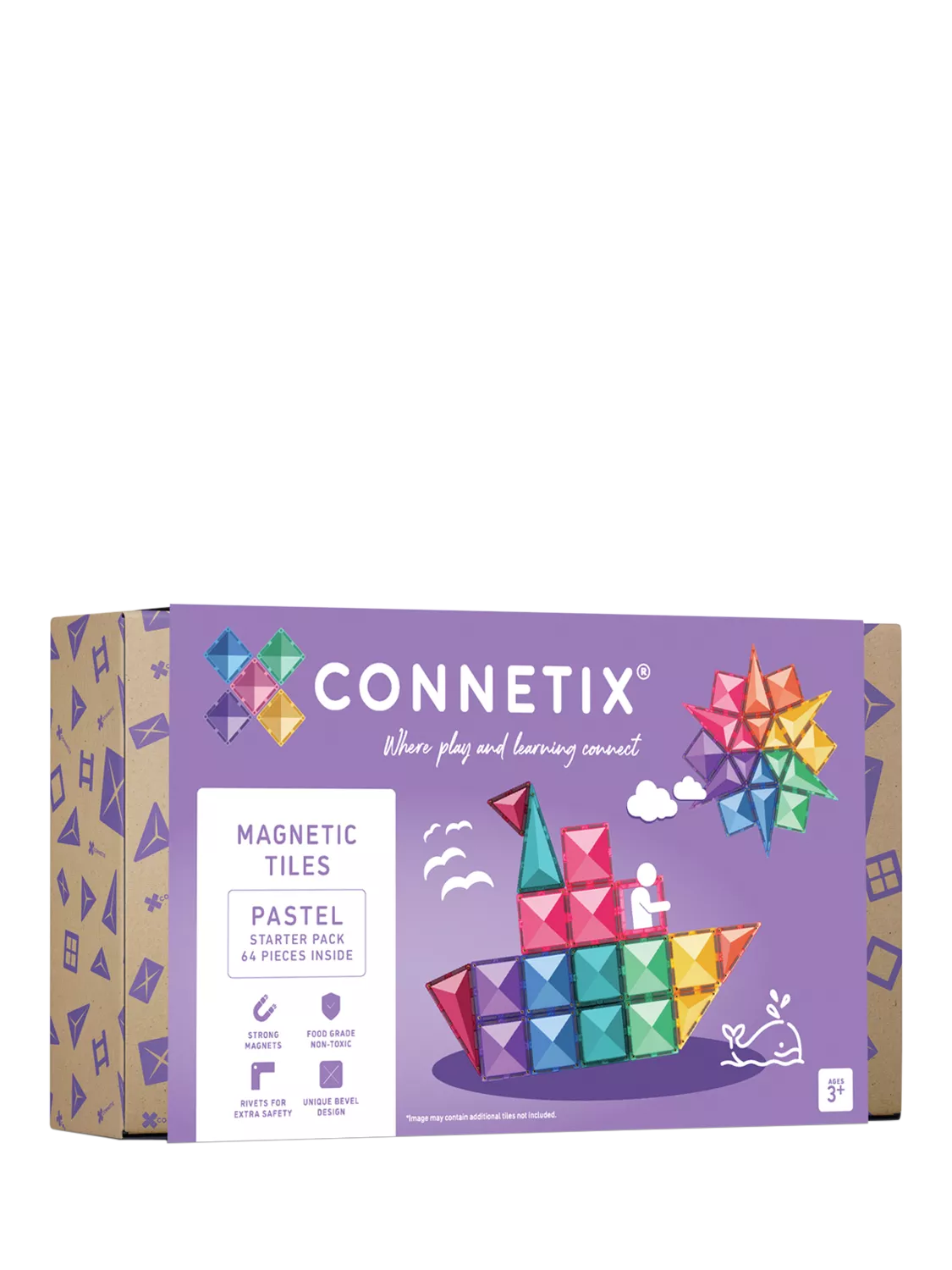 Connetix pastel magnetic tile set 64 piece - British product