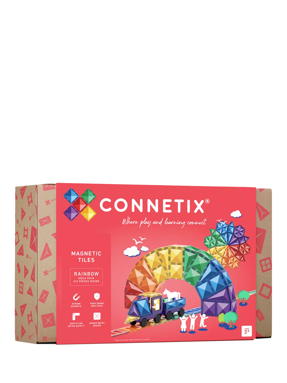 Connetix Rainbow Mega Pack 212 piece magnetic tile set, UK version