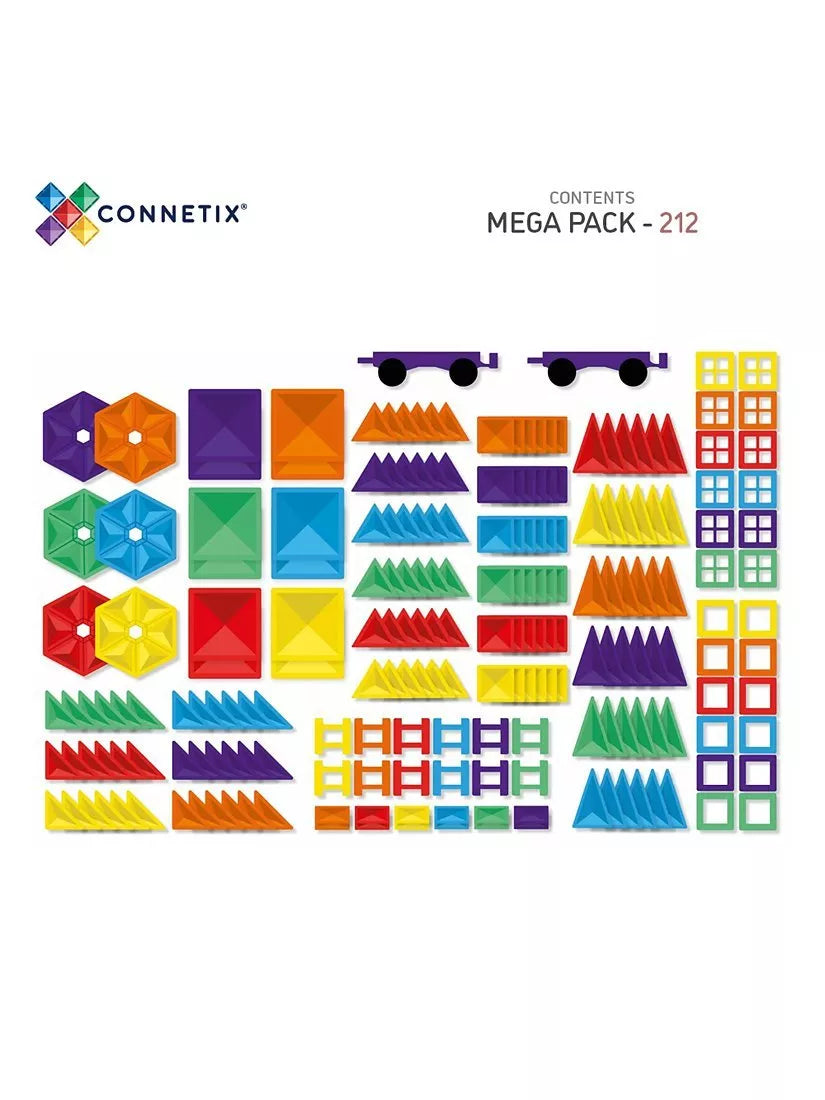 Connetix Rainbow Mega Pack 212 piece magnetic tile set, UK version