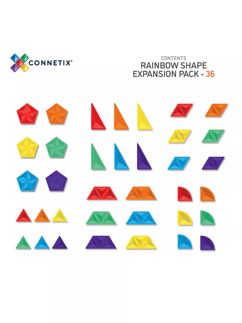 Connetix rainbow shape expansion pack 36 piece, UK version