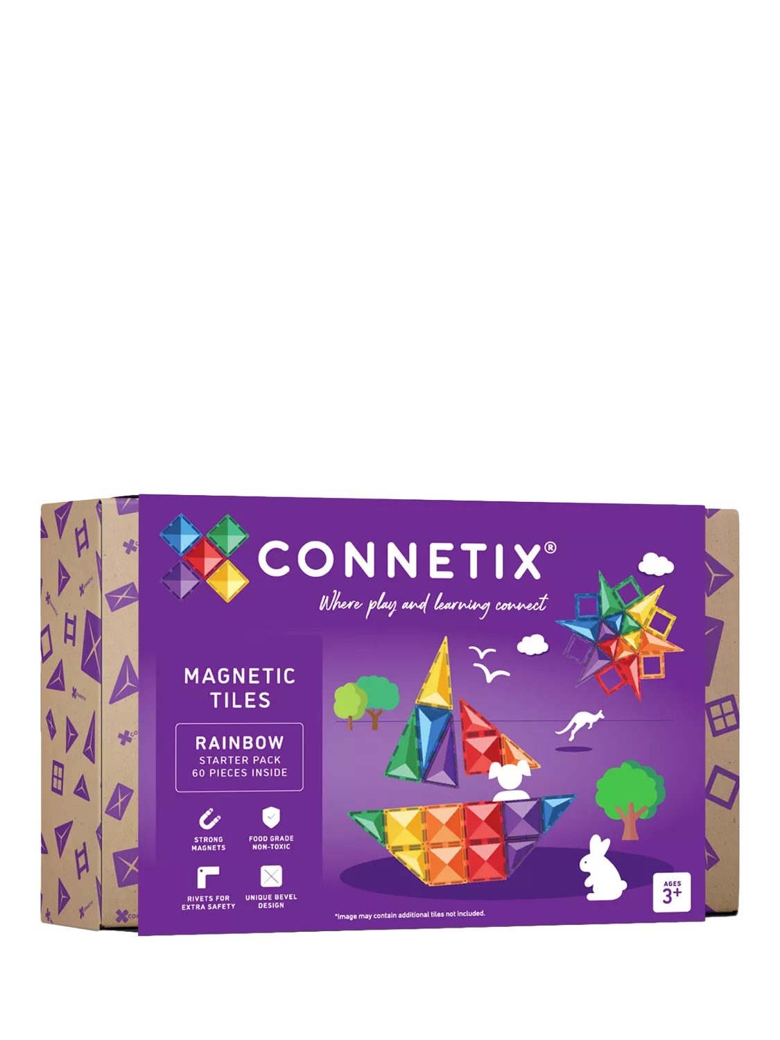 Connetix magnetic tile set Rainbow Starter Pack 60 pieces (British brand)