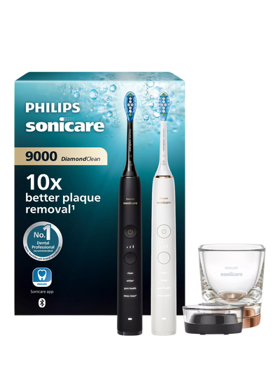 John Lewis Philips Sonicare HX9914/57 DiamondClean Series 9000 Electric Toothbrush, Set of 2, Black/White- Buy online at McGrocer