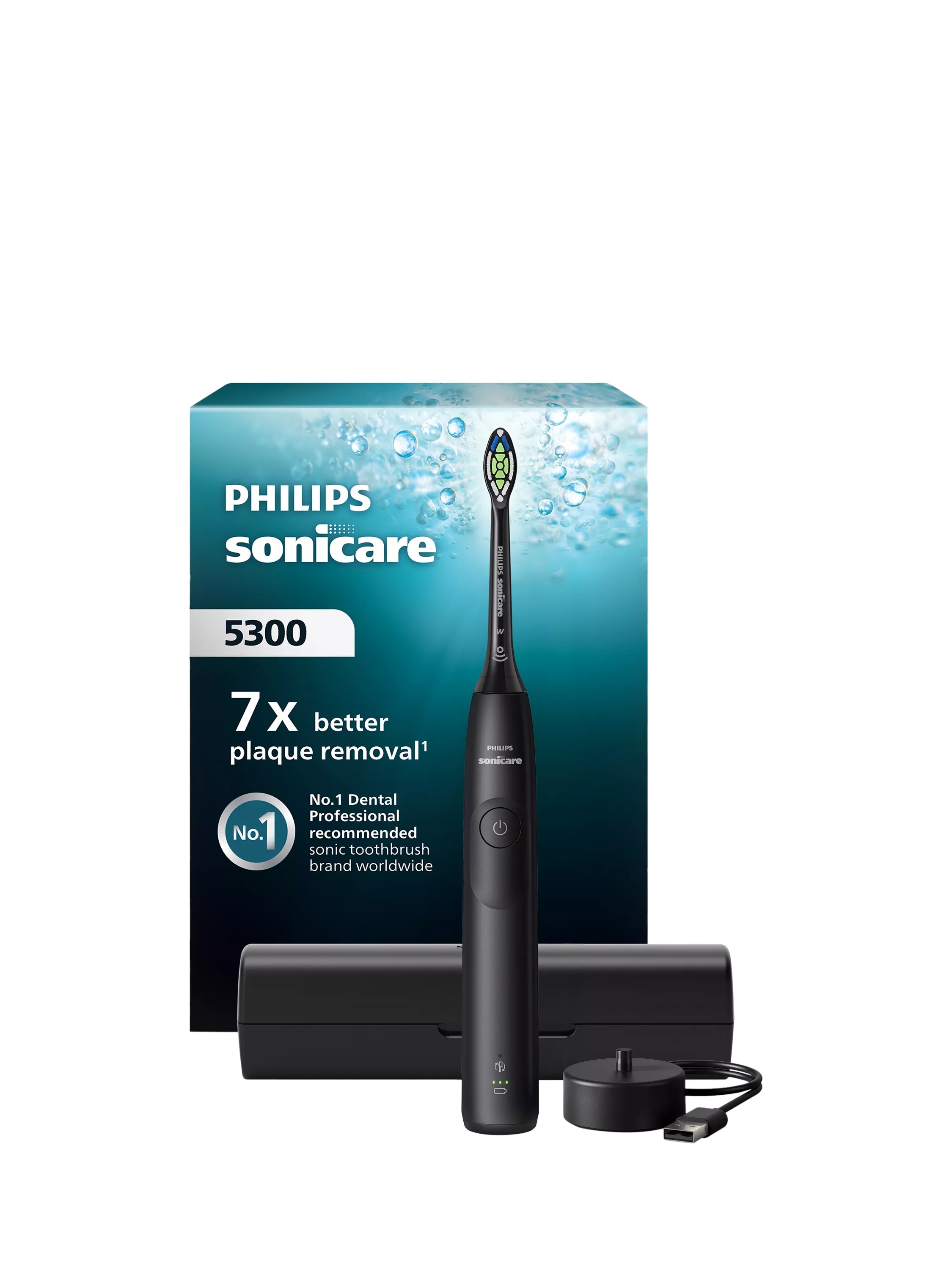 Philips Sonicare 5300 black electric toothbrush with W2 head, UK version