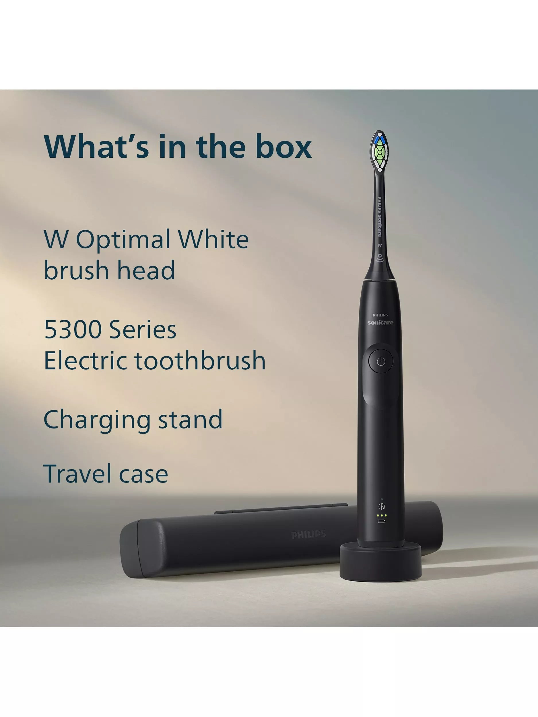 Philips Sonicare 5300 black electric toothbrush with W2 head, UK version