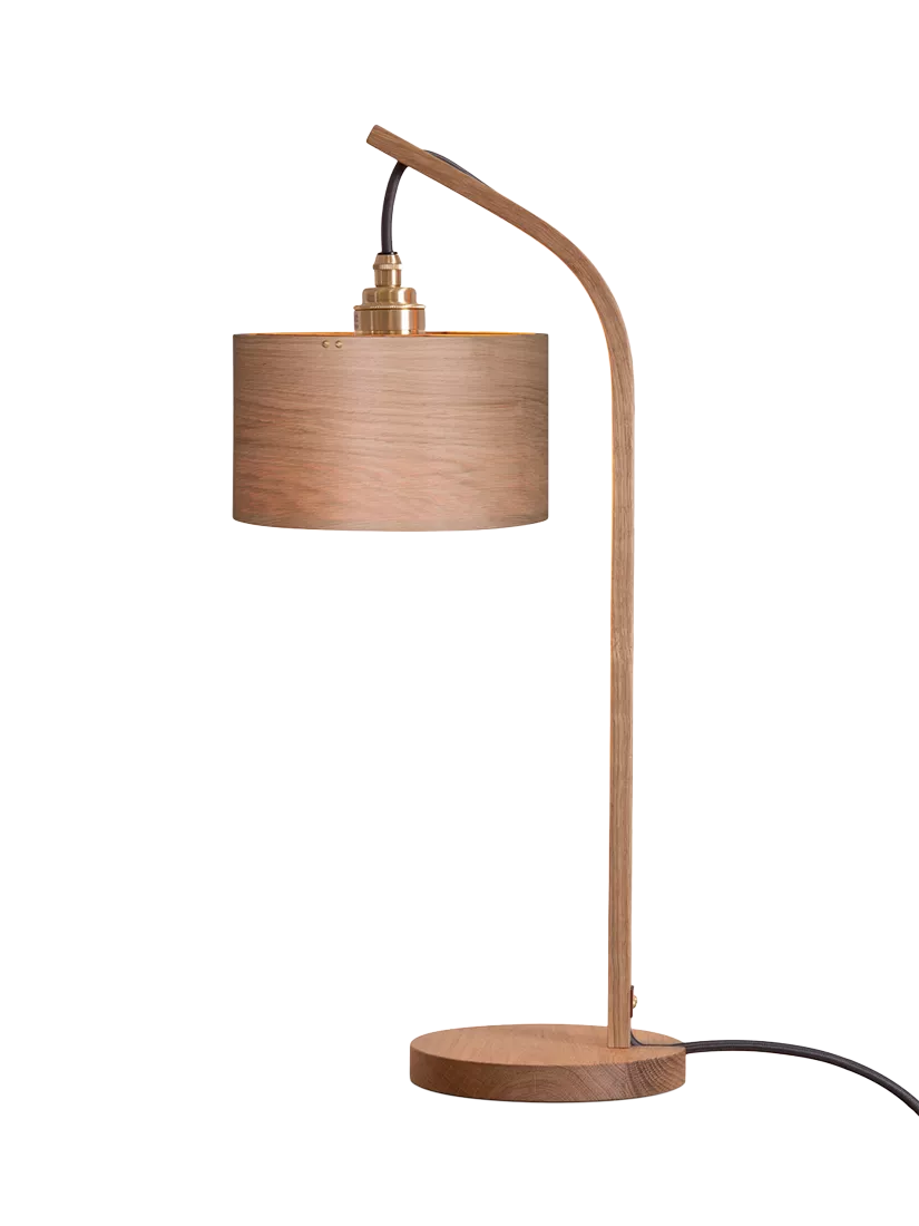 Tom Raffield oak stem table light, handcrafted British design, imported from the UK