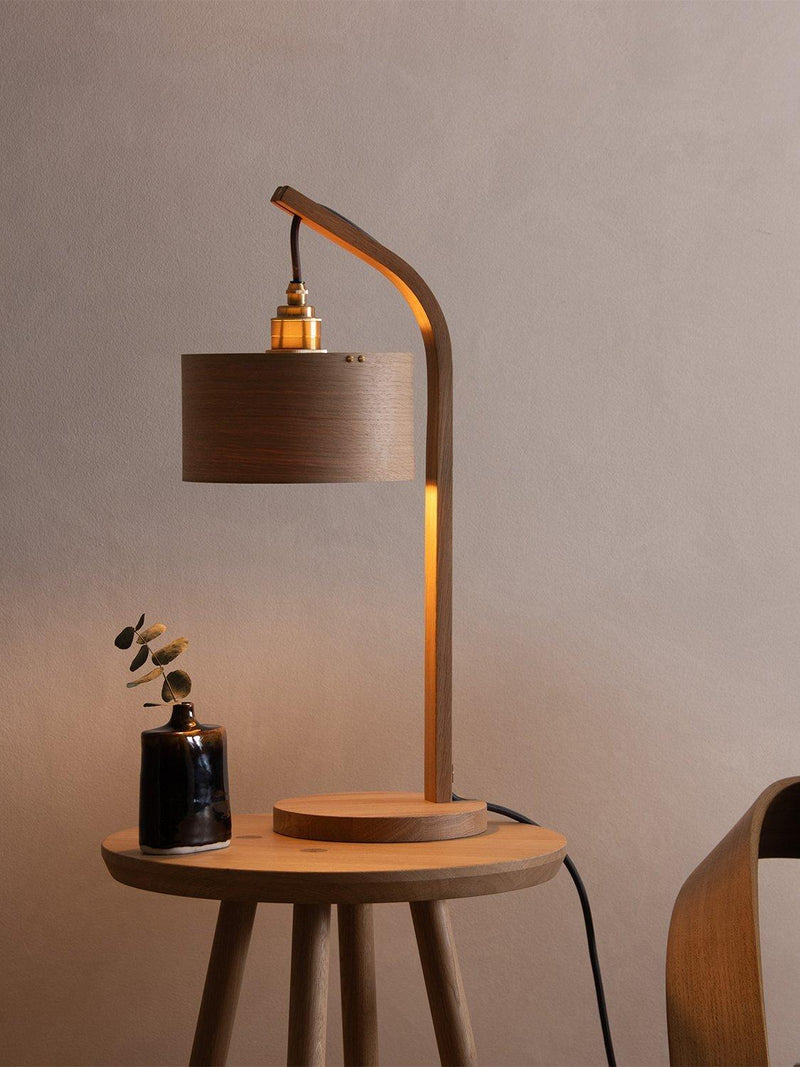 Tom Raffield oak stem table light, handcrafted British design, imported from the UK
