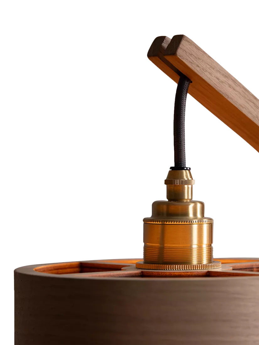 Tom Raffield oak stem table light, handcrafted British design, imported from the UK