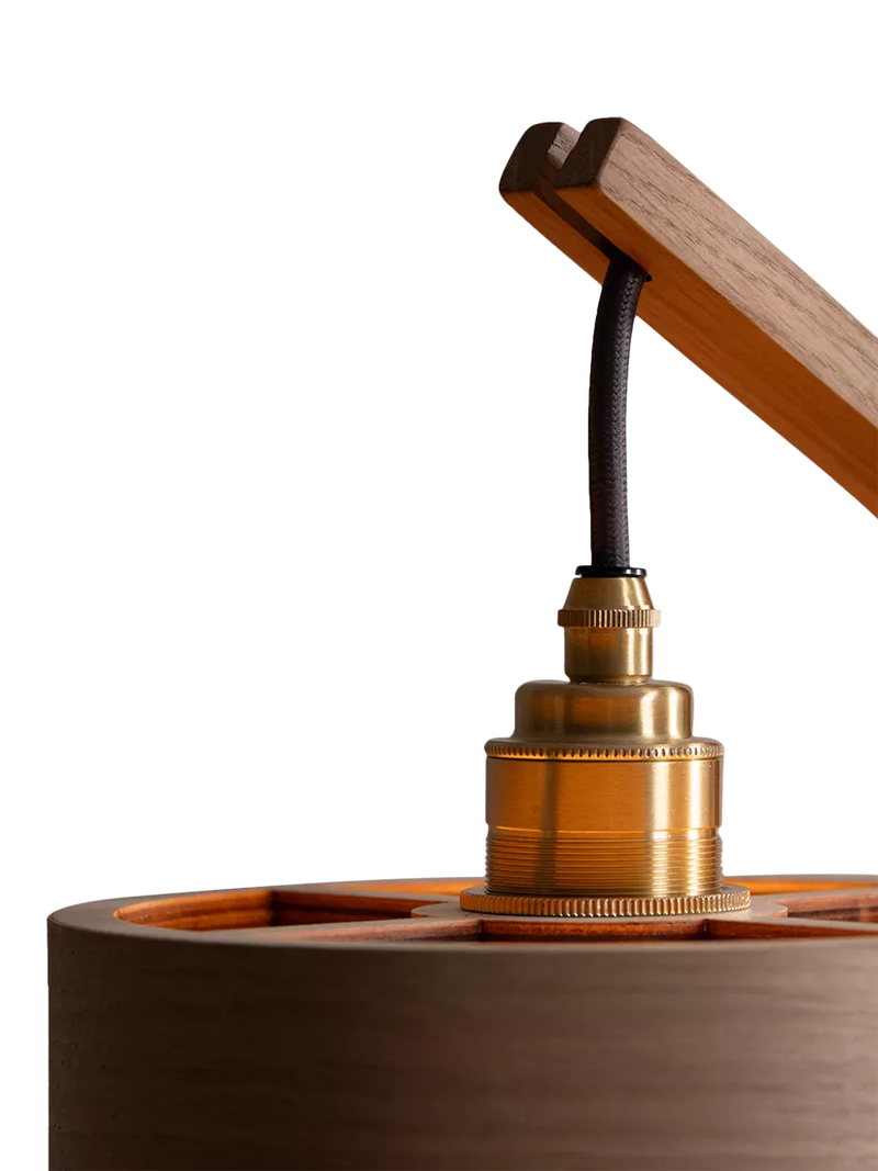 Tom Raffield oak stem table light, handcrafted British design, imported from the UK