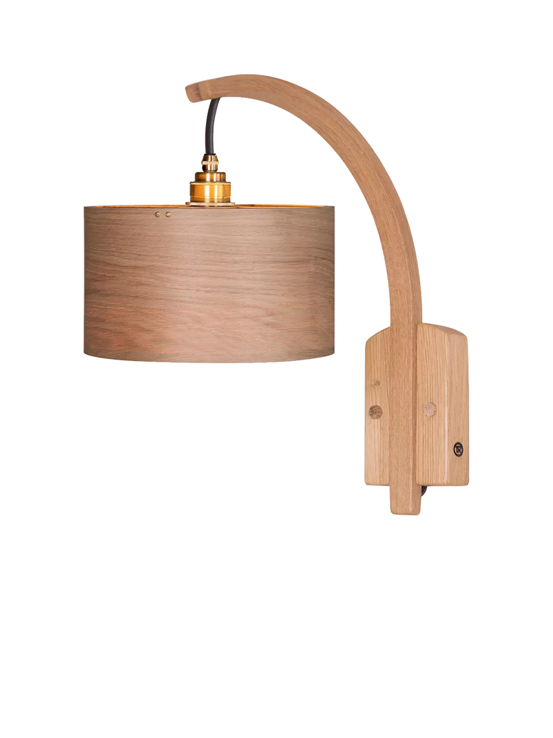 Tom Raffield stem wall light oak, imported from the UK