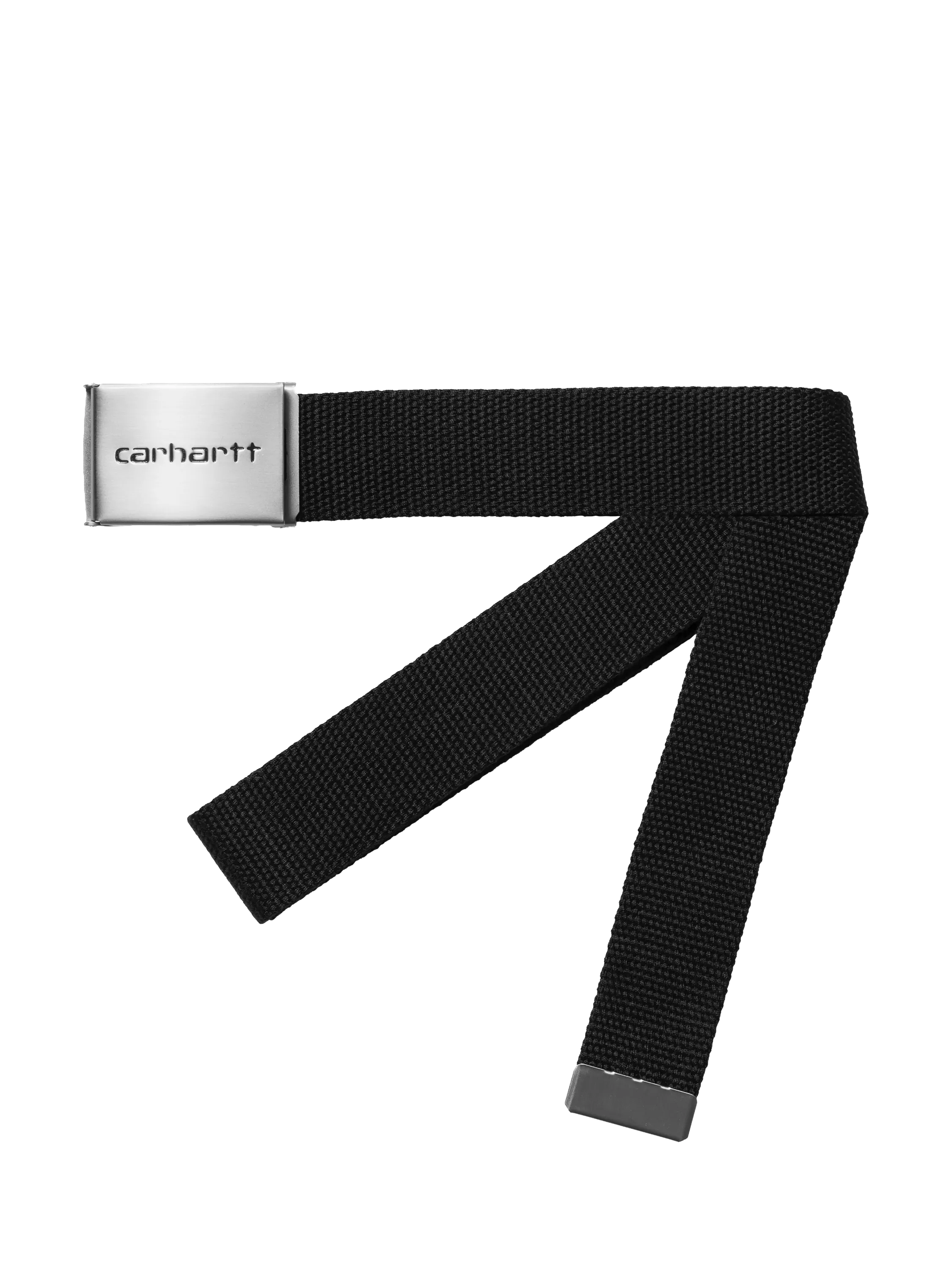 Carhartt WIP black clip canvas belt, casual accessory (British brand)