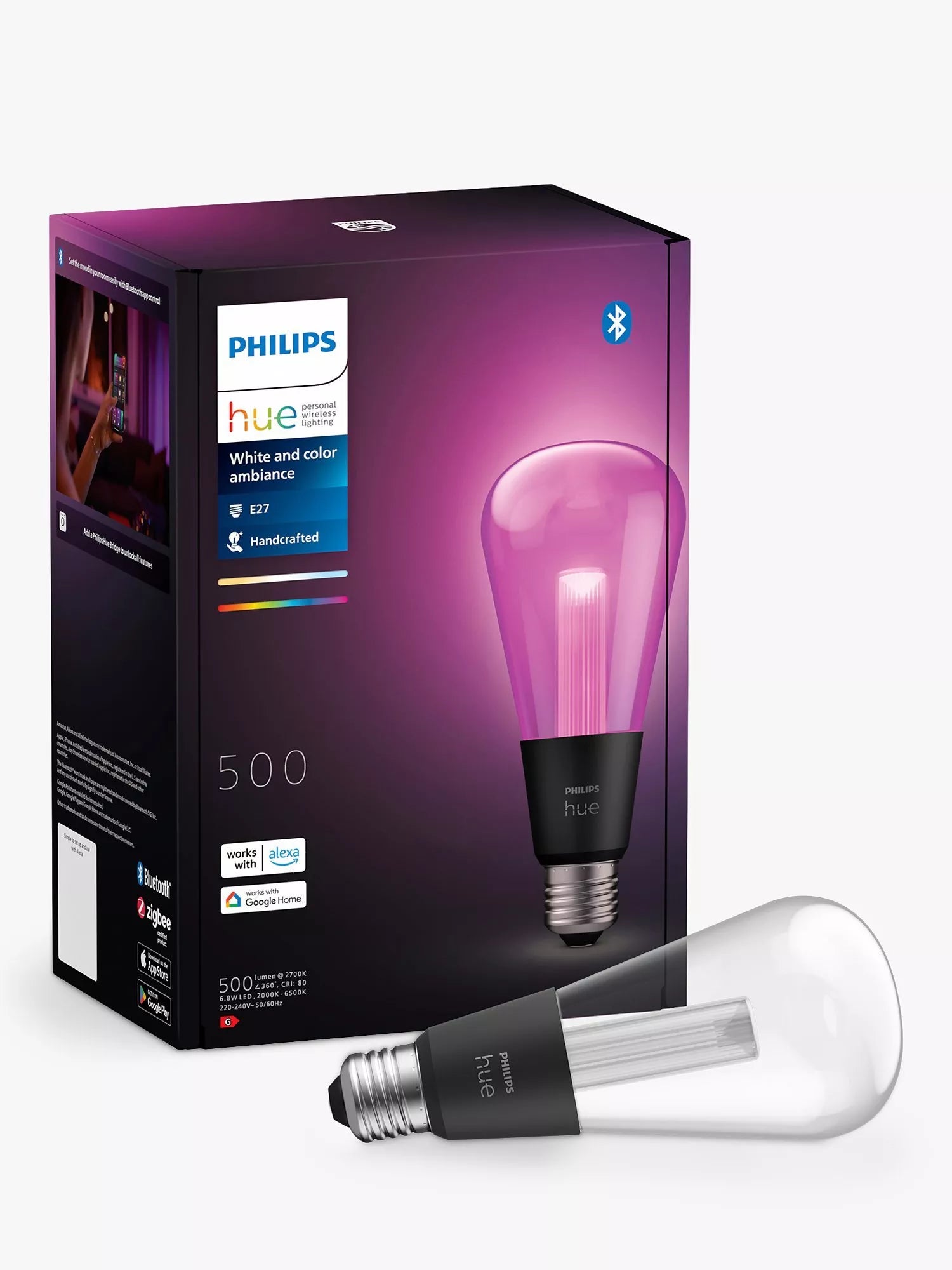 Philips Hue colour changing E27 LED bulb 6.8W, UK version