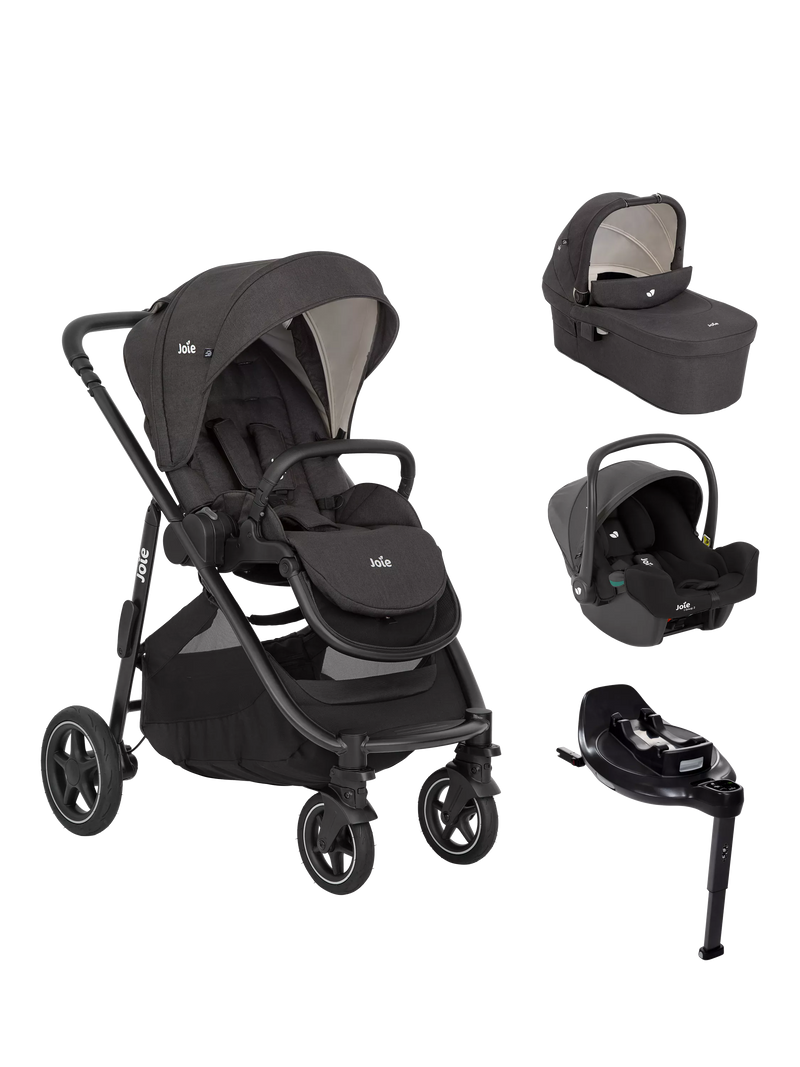 Joie Baby Versatrax Pushchair, Ramble XL Carrycot, i-Snug Car Seat and i-Base On the Go Encore Bundle - McGrocer