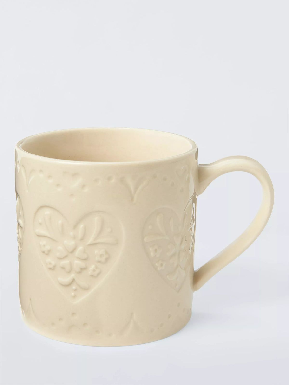 John Lewis Embossed Heart Stoneware Mug 320ml, UK version