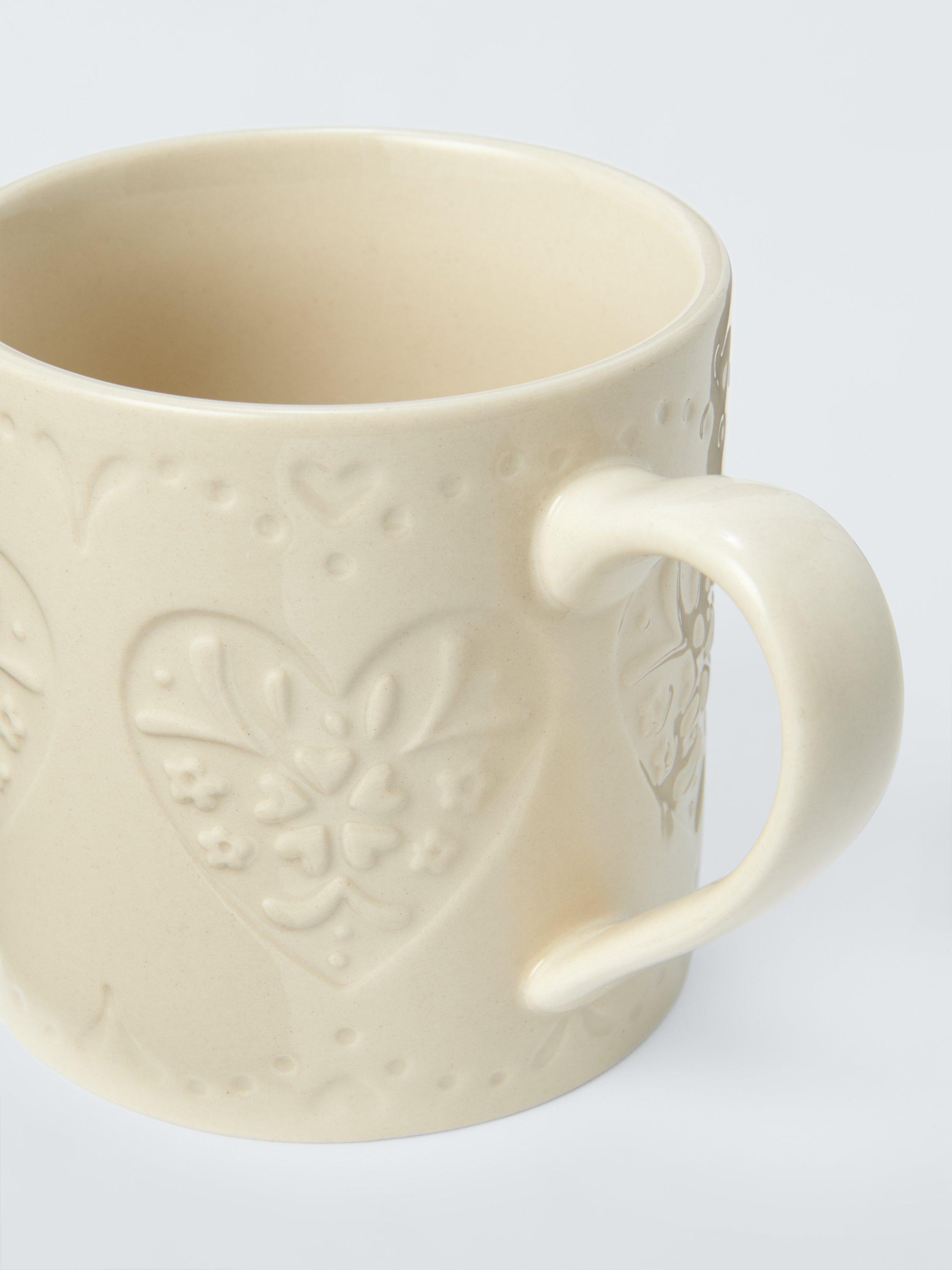 John Lewis Embossed Heart Stoneware Mug 320ml, UK version