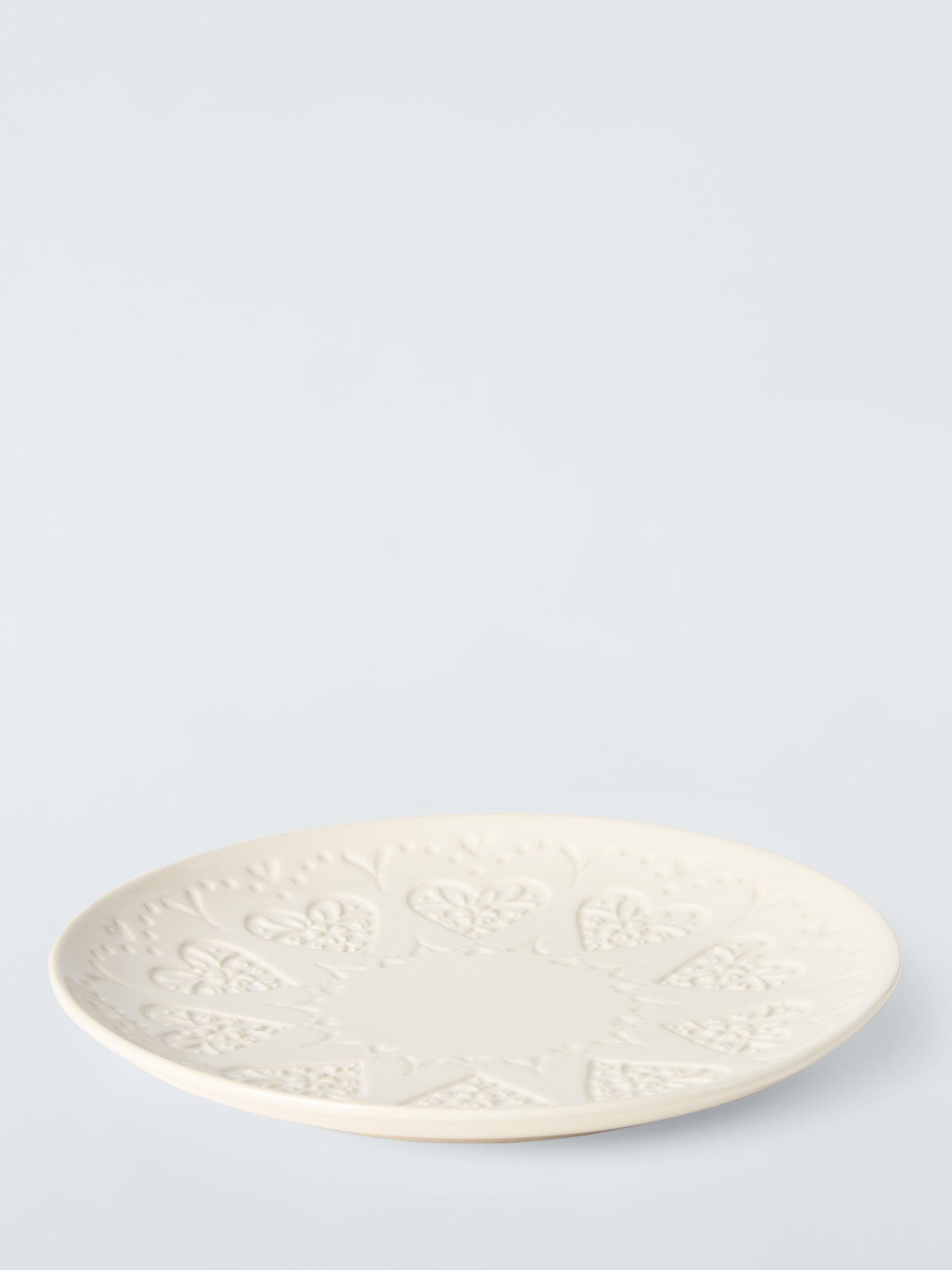 John Lewis stoneware side plate heart embossed 20.5cm, UK version