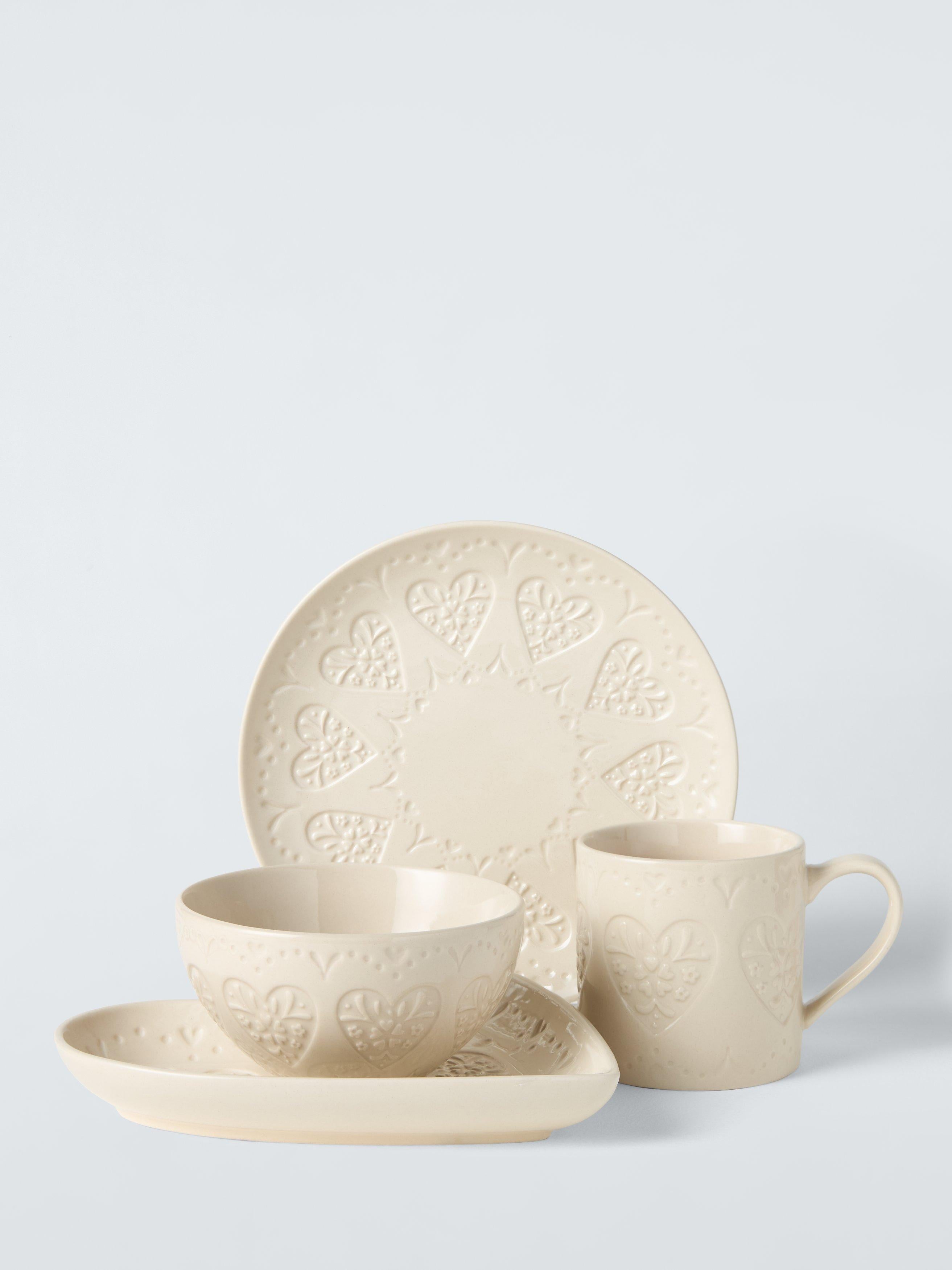 John Lewis stoneware side plate heart embossed 20.5cm, UK version