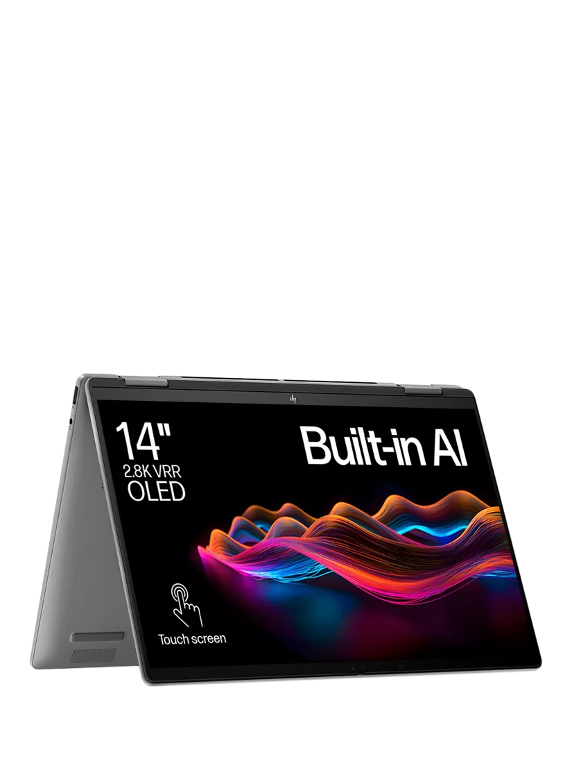 HP ENVY x360 14-fc0005na Convertible Laptop, Intel Core Ultra 5 Processor, 16GB RAM, 512GB SSD, 14” OLED Touchscreen, Meteor Silver