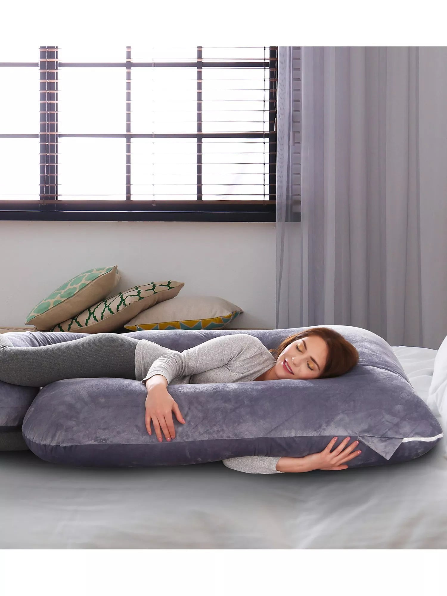 Momcozy U-shaped maternity body pillow, imported from the UK
