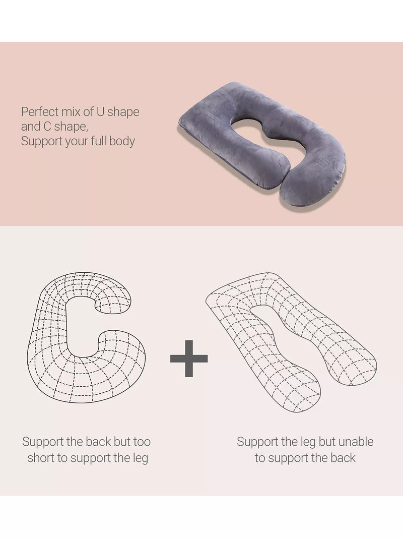 Momcozy U-shaped maternity body pillow, imported from the UK