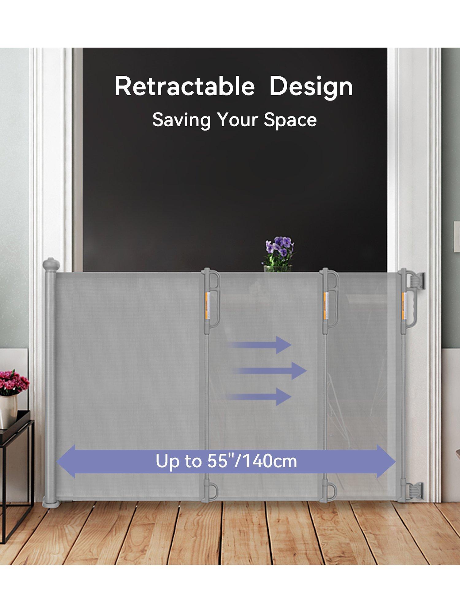Momcozy retractable baby gate for openings up to 55 inches, imported from the UK