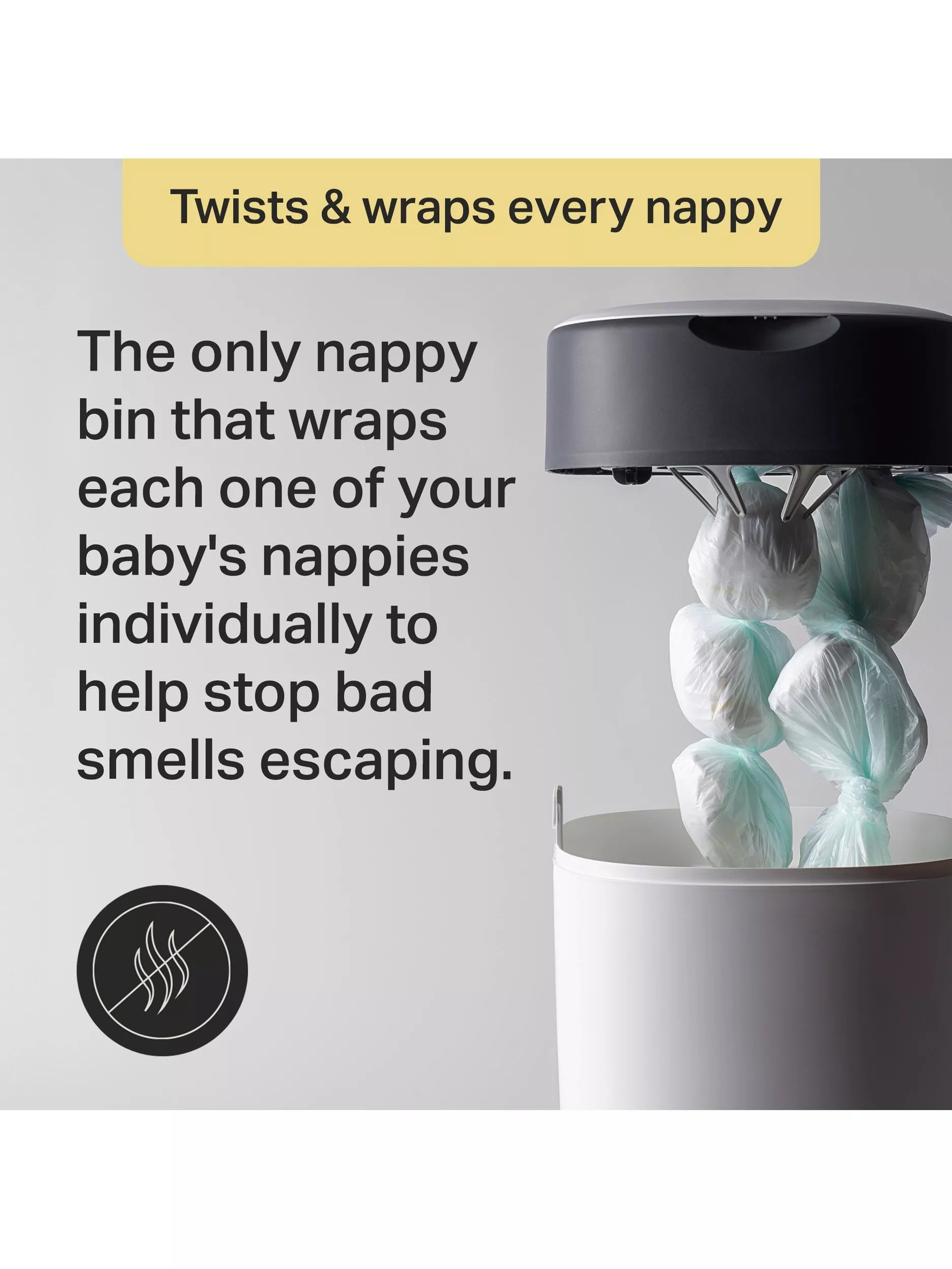 Tommee Tippee Twist & Click nappy bin starter set with refills, UK version