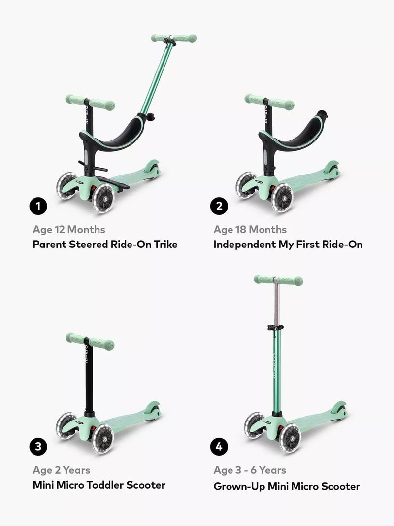 Micro Scooters 4-in-1 Mini Micro push along scooter with LED wheels (British brand)