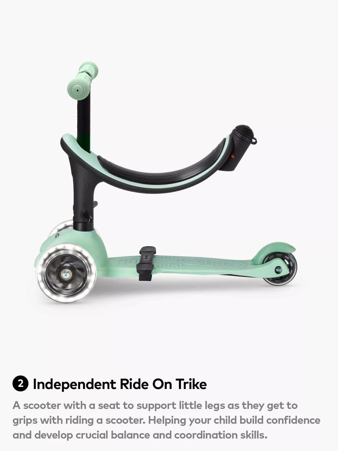 Micro Scooters 4-in-1 Mini Micro push along scooter with LED wheels (British brand)