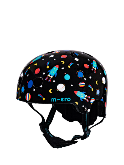 John Lewis Micro Scooters Kids' Space Bike/Scooter Safety Helmet Black/Multi- Buy online at McGrocer