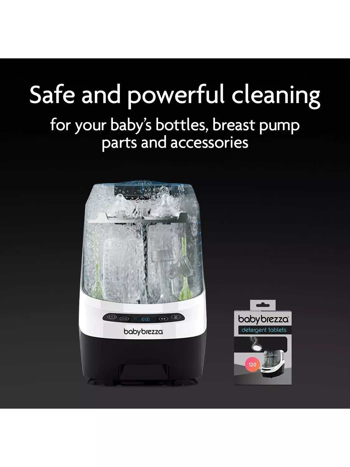Baby Brezza fragrance-free baby bottle washer detergent tablets, pack of 120 - British product