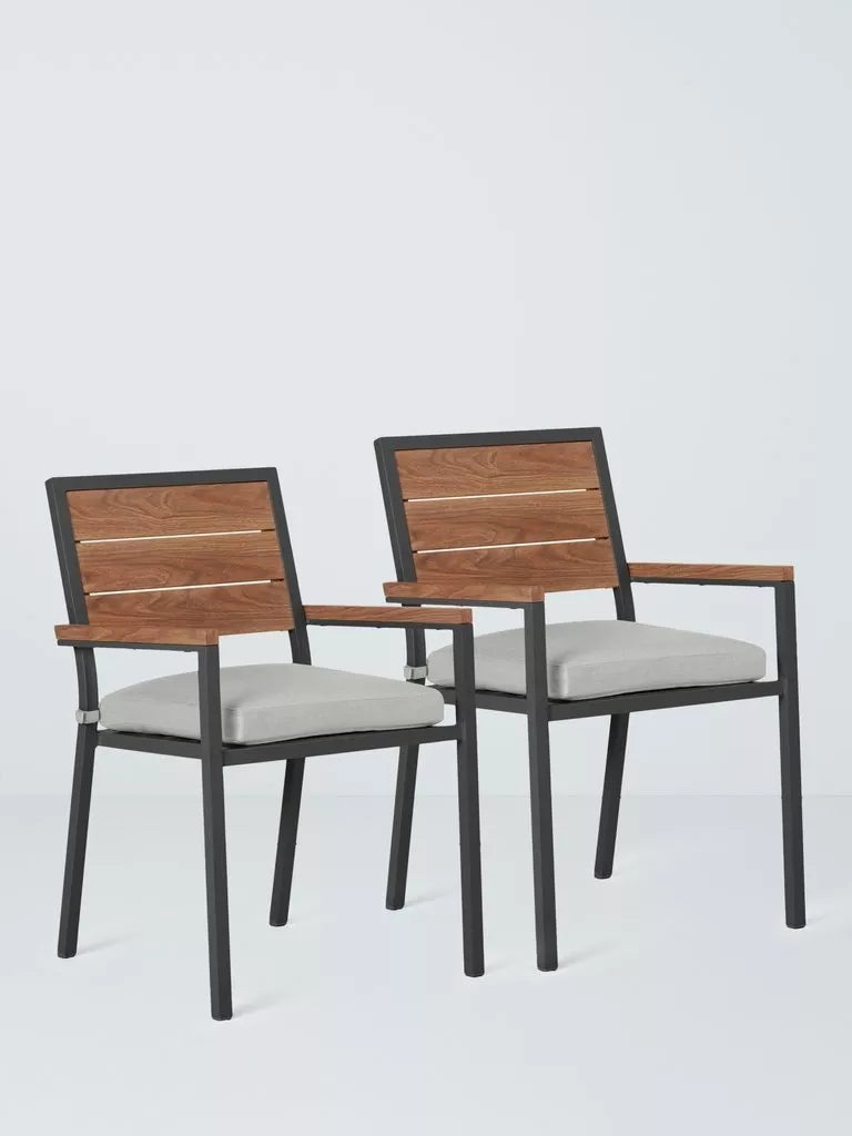 John Lewis Platform Garden Dining Armchair, Set of 2, Grey