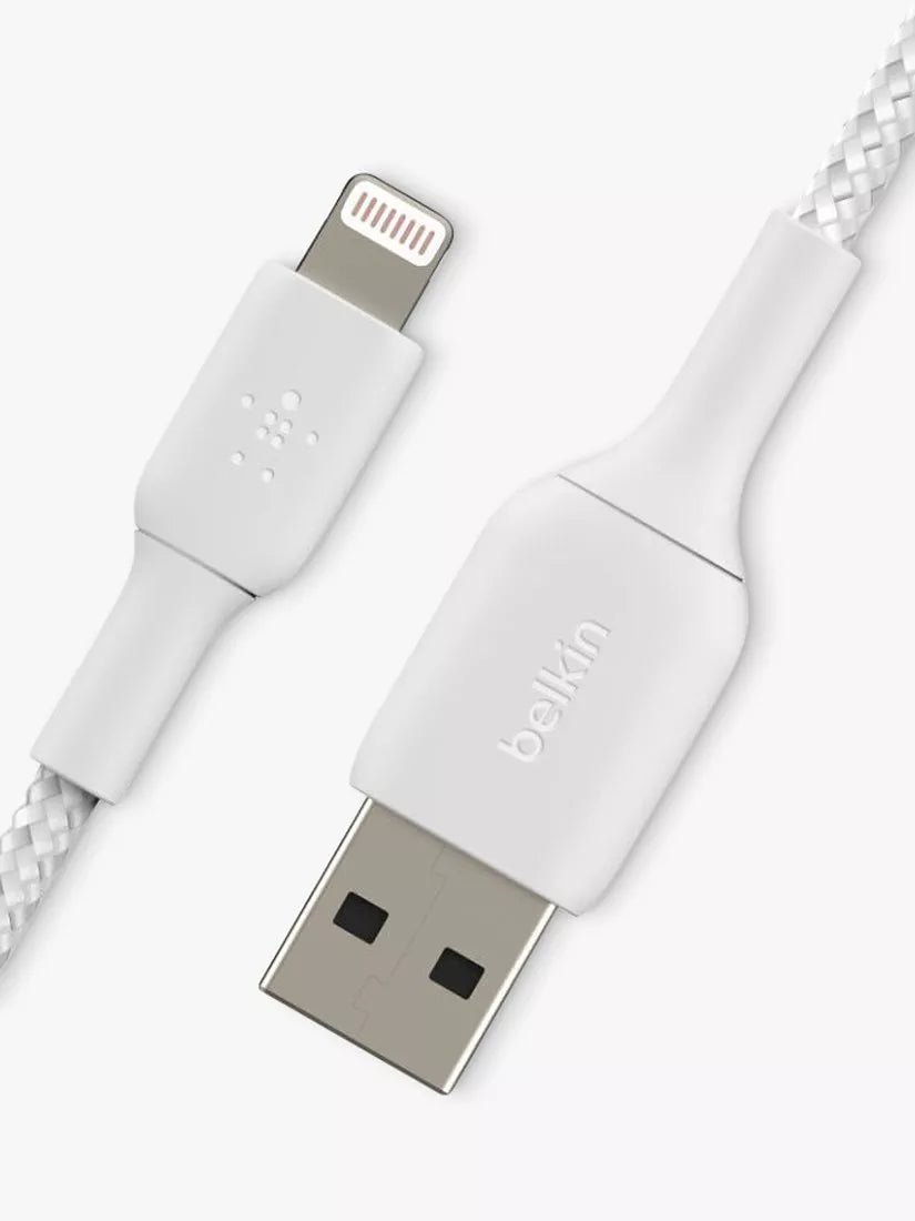 Belkin BoostCharge Braided Lightning to USB-A cable 2m white (British brand)