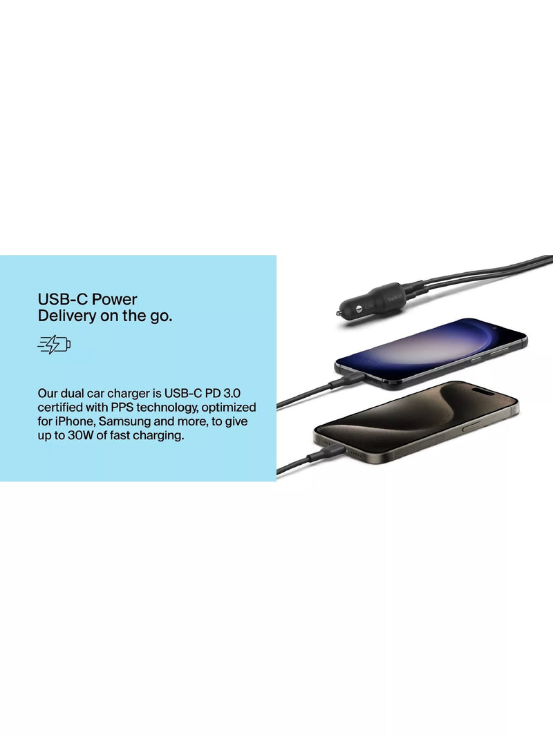 Belkin 42W USB-C Power Delivery dual car charger, UK version