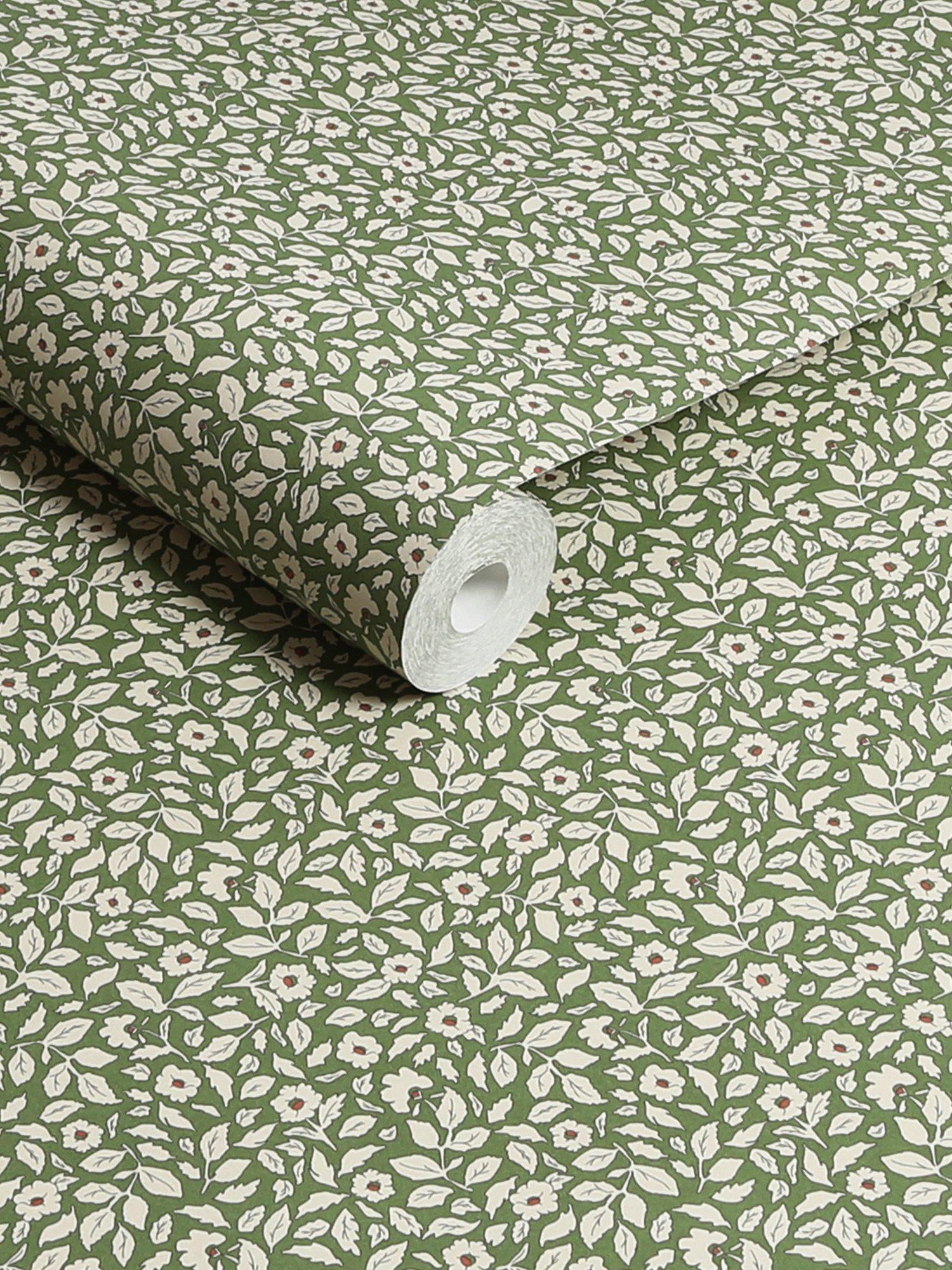 Joules ditsy floral print green wallpaper, UK version