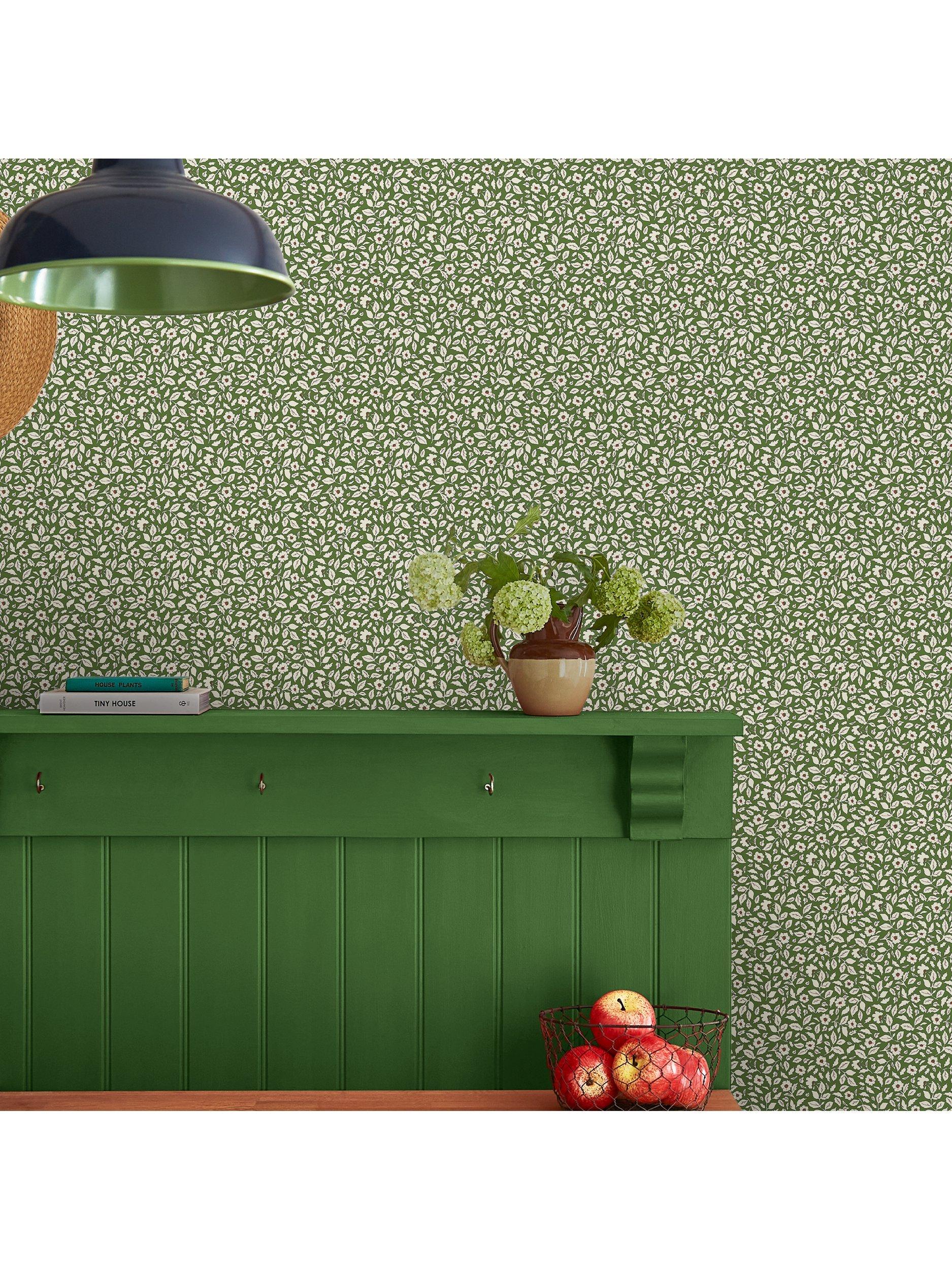 Joules ditsy floral print green wallpaper, UK version