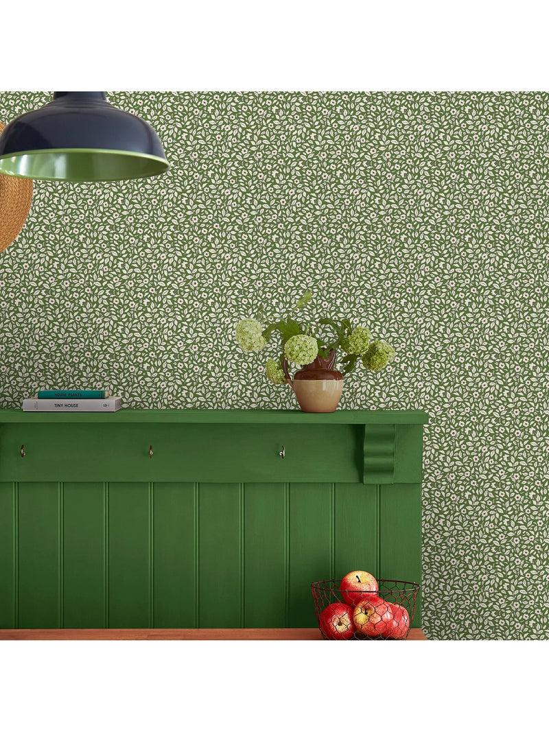 Joules ditsy floral print green wallpaper, UK version