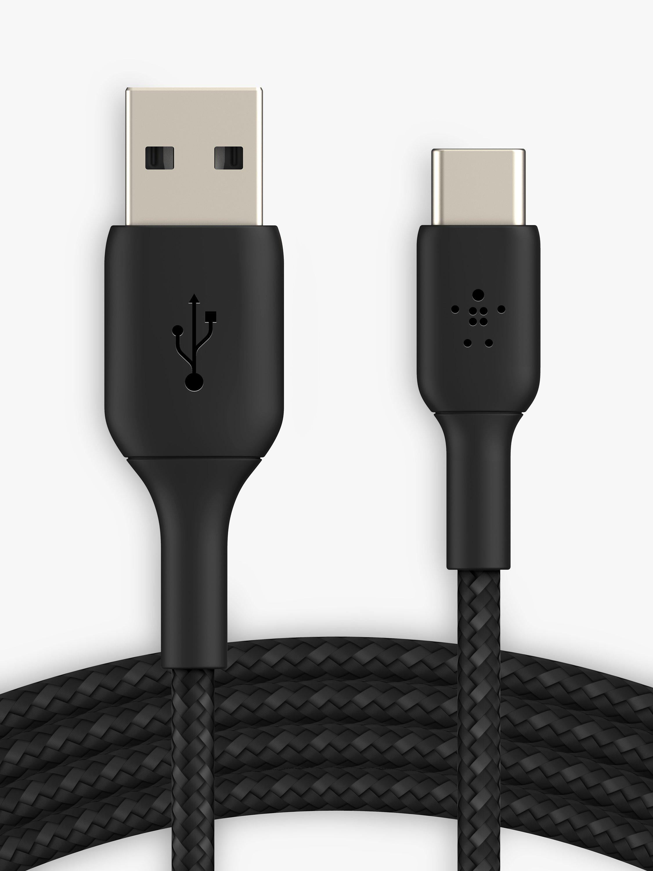 Belkin braided USB-A to USB-C cable 1m Black, UK version
