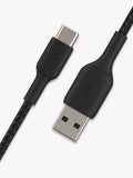Belkin braided USB-A to USB-C cable 1m Black, UK version