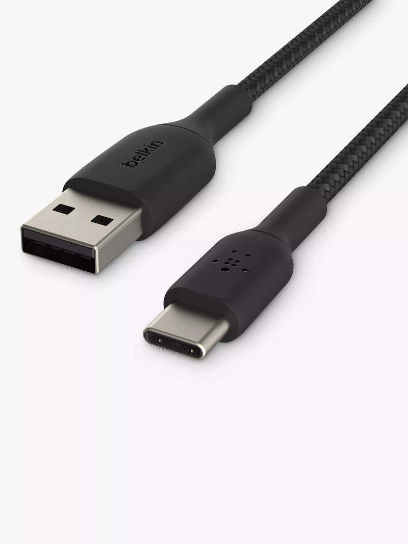 Belkin braided USB-A to USB-C cable 1m Black, UK version