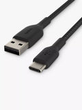 Belkin braided USB-A to USB-C cable 1m Black, UK version